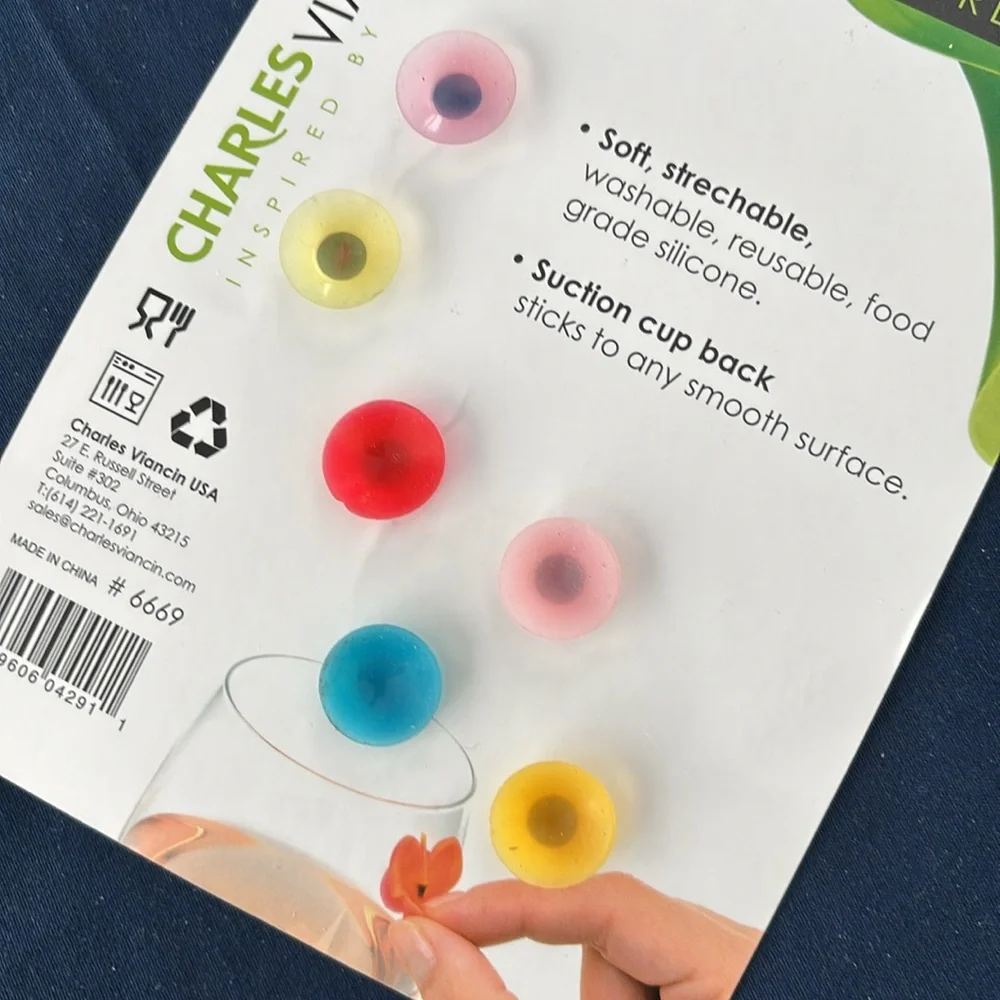 Wine stopper, wine glass markers and more